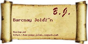 Barcsay Jolán névjegykártya